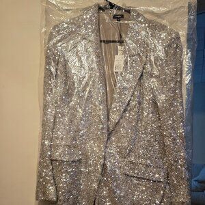 Express Sequin One Button Boyfriend Blazer
